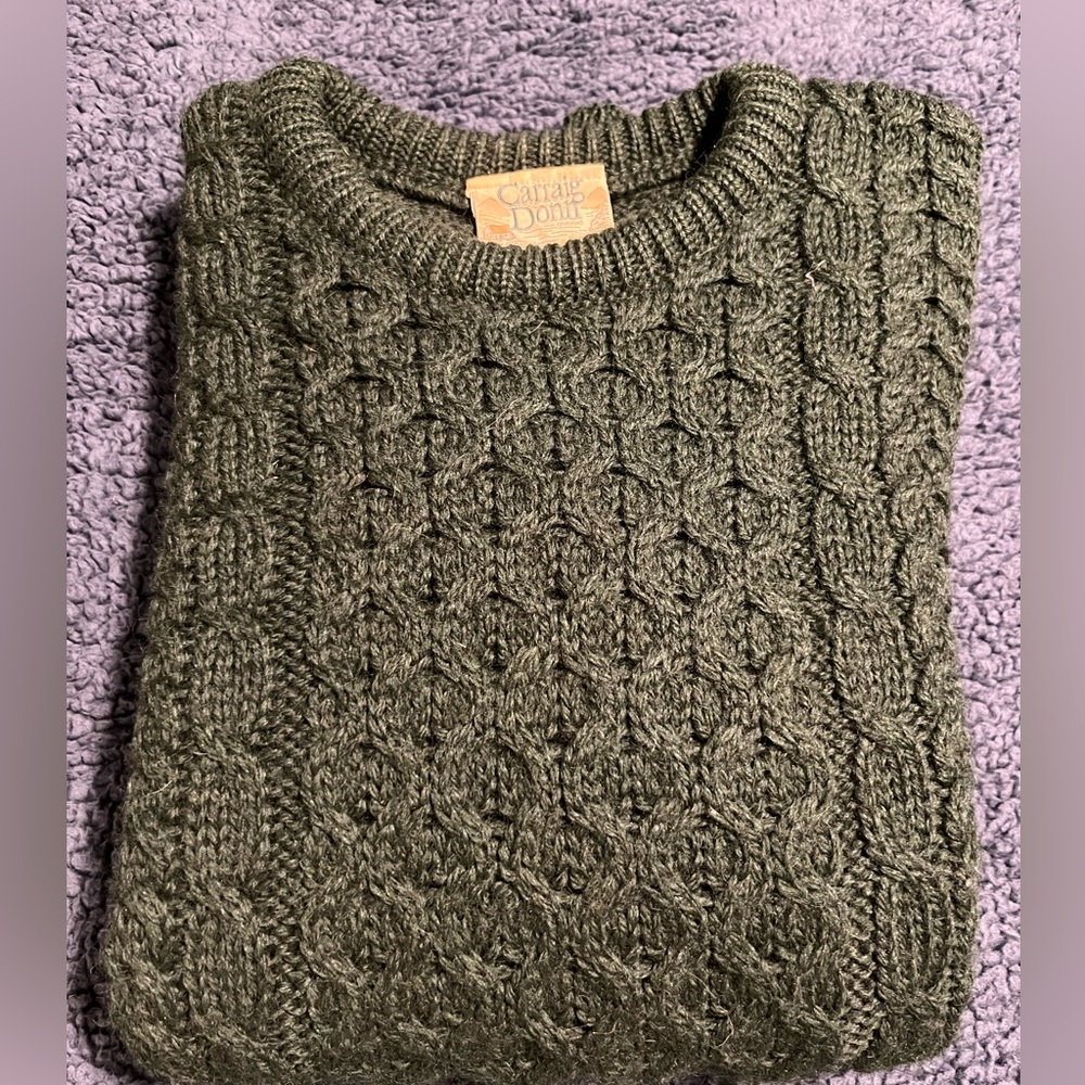 Vintage Carraig Donn Wool Sweater Forest Green